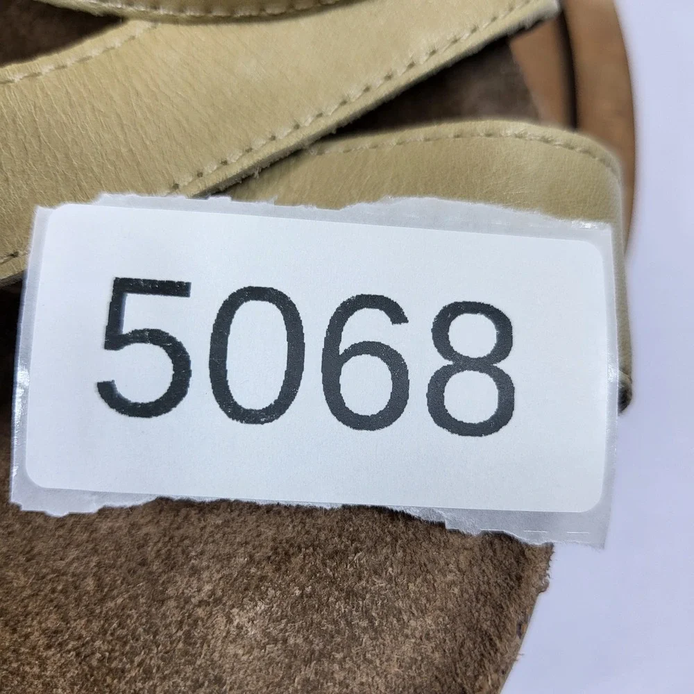 Dansko Womens 41‎ Leather Wedge Sandals Beige Studded Strappy 1907039300